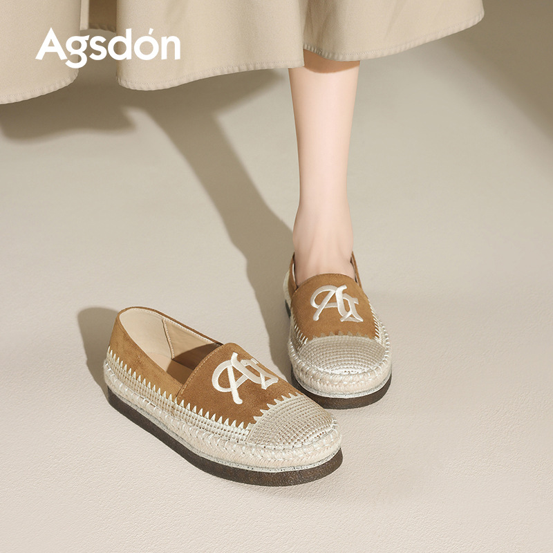 Zapatos de pescador de la mujer 2025 nuevo otoño con suela gruesa perezosa con un pie de zapato superficial zapatos casuales retro