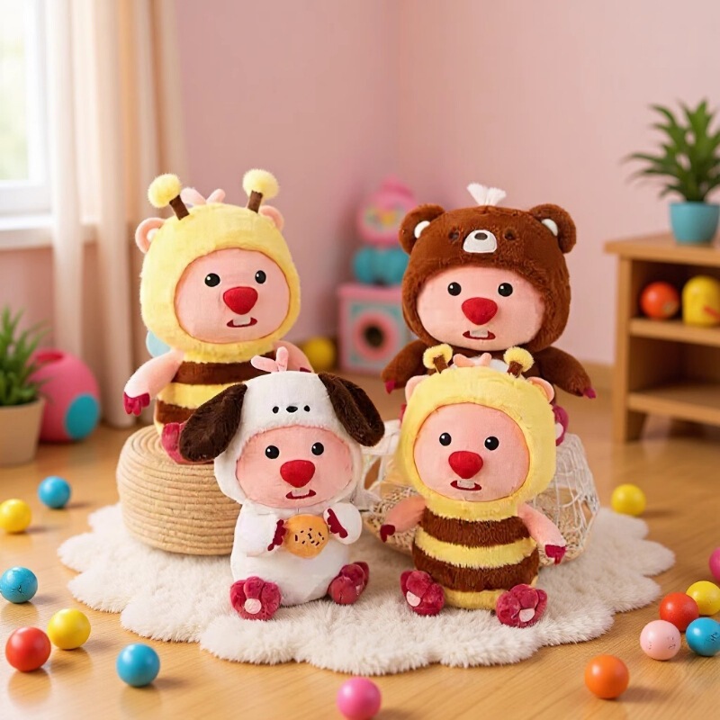 Give Your Girlfriend a Cross-Border Cute Ruby Loopy Doll 8inch Plush Toy Internet Celebrity Bee Ruby Transforms into a Beaver