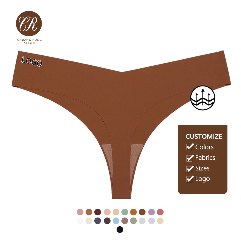 Ropa interior tipo tanga de estilo europeo y americano para mujer, sin costuras, sexy, de seda helada, bragas invisibles de cintura baja para deporte, yoga y fitness.