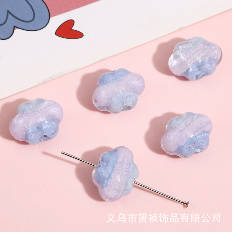 樹脂グラデーション油絵クラウドビーズ diy 手作りビーズブレスレットキーホルダー携帯電話チェーンジュエリーアクセサリー材料|undefined