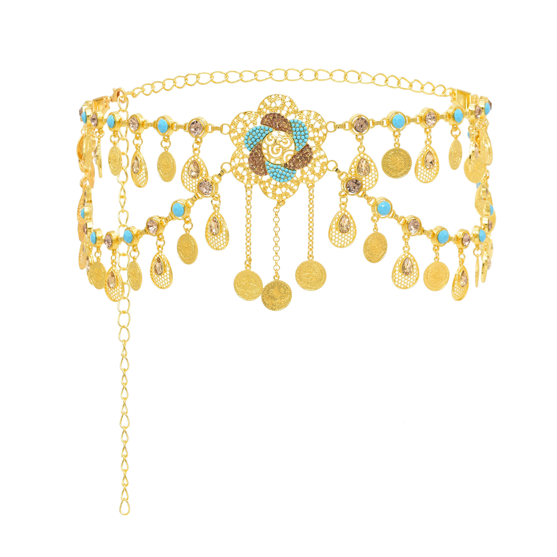 Ethnic pendant drop-shaped with tassels