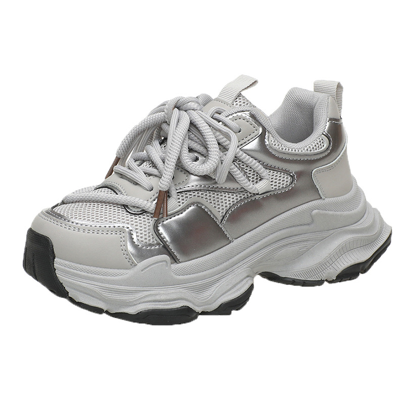 Pink purple thick soled dad for women 2024 autumn new Korean version student European goods mesh breathable casual_voghion.com