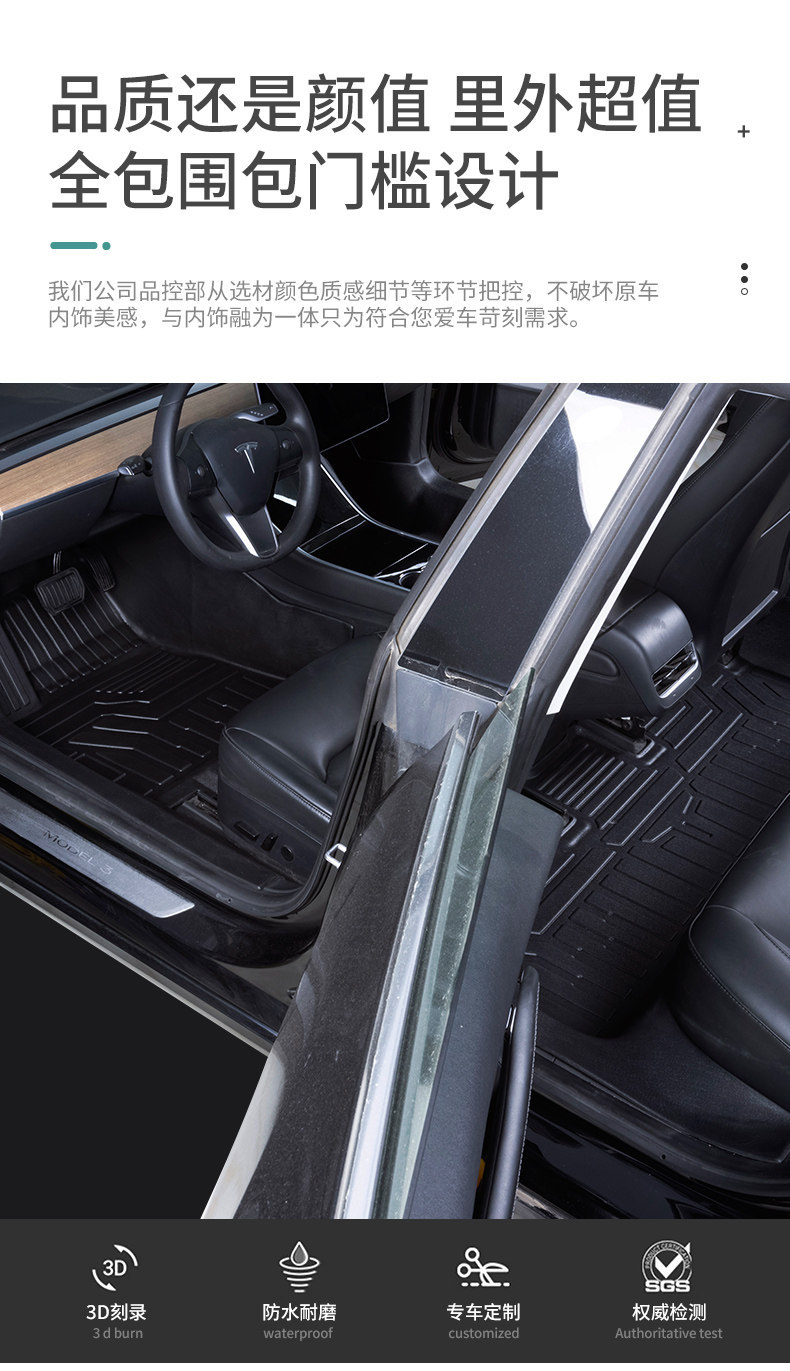 Special Tesla Model 3 full-cover decorative interior modification, new version 25-style TPE car floor mats