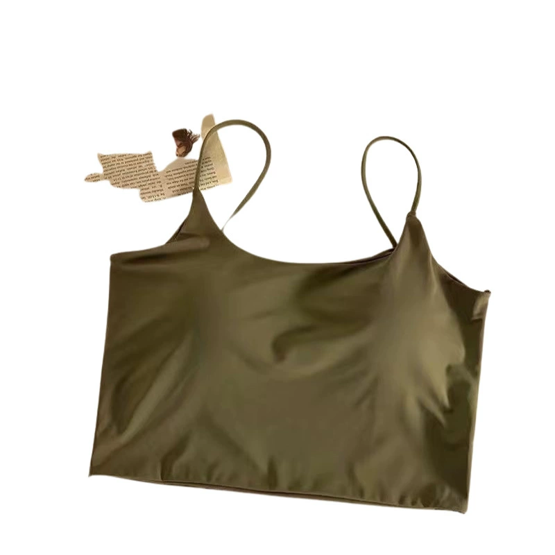 Шелковый топ без рукавов, топ-бюстье, inalám bra, французский стиль, slim fit, красивая спина