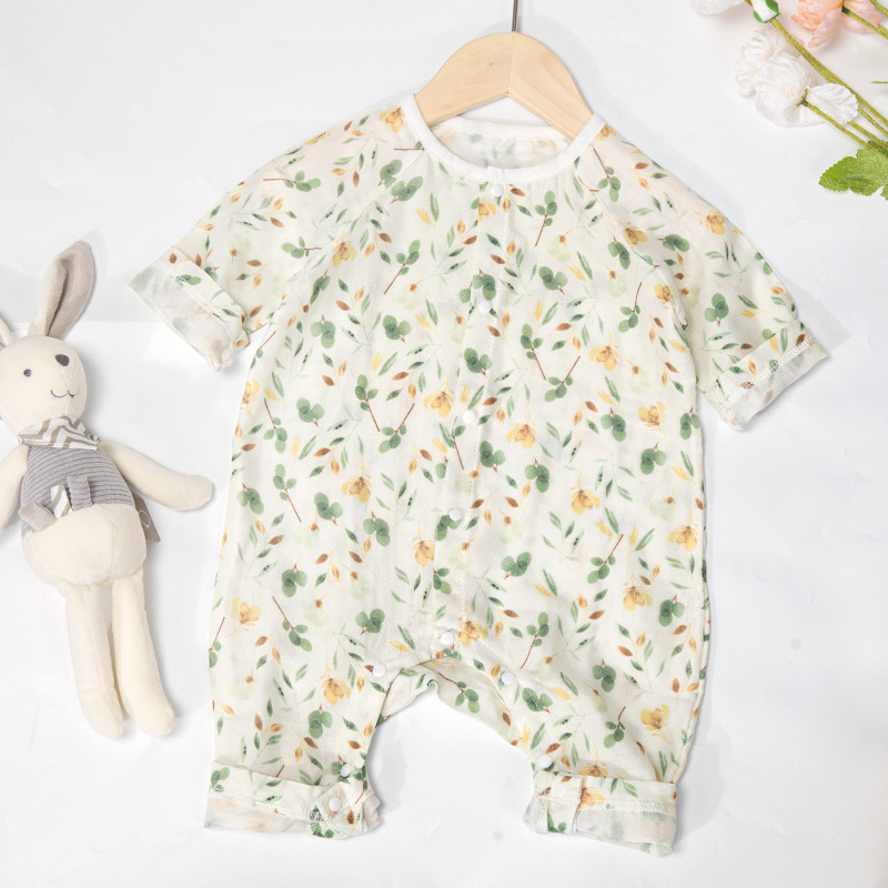 Ropa de verano para bebés Clase A Gasa de algodón de bambú antibacteriana Ropa de hogar Ropa de una pieza para recién nacido Ropa de cama para bebés para hombres
