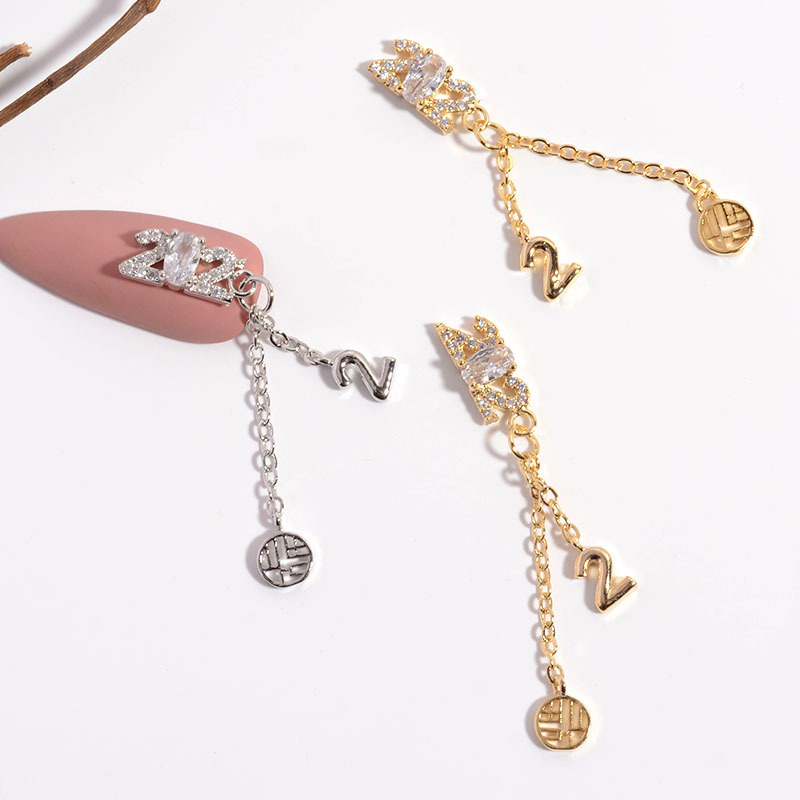 Nail jewelry 2022 New Year zircon Super Flash Net popular New Year pendant tassel nail diamond decorations