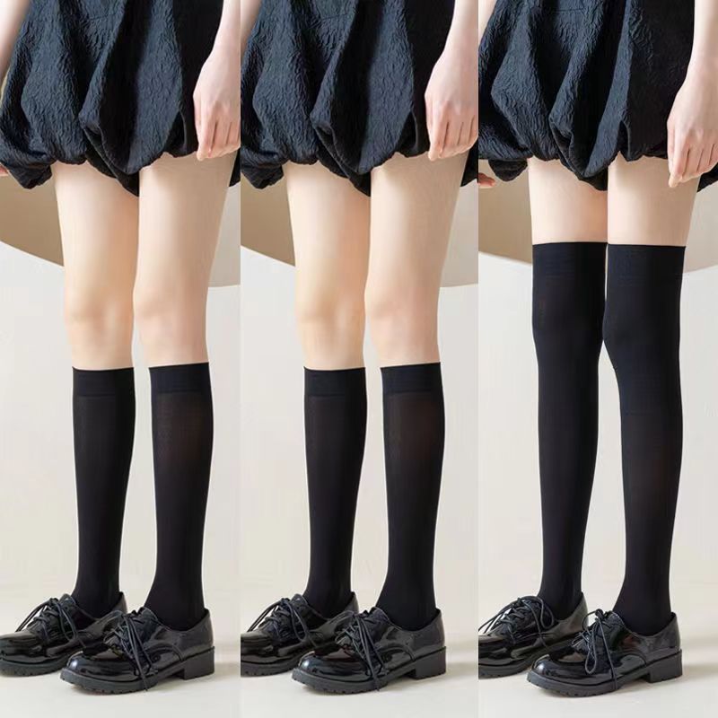 Tres pares envío gratis calcetines de pantorrilla de verano fino negro JK medias de presión flaco sobre la rodilla Calcetines de media pantorrilla
