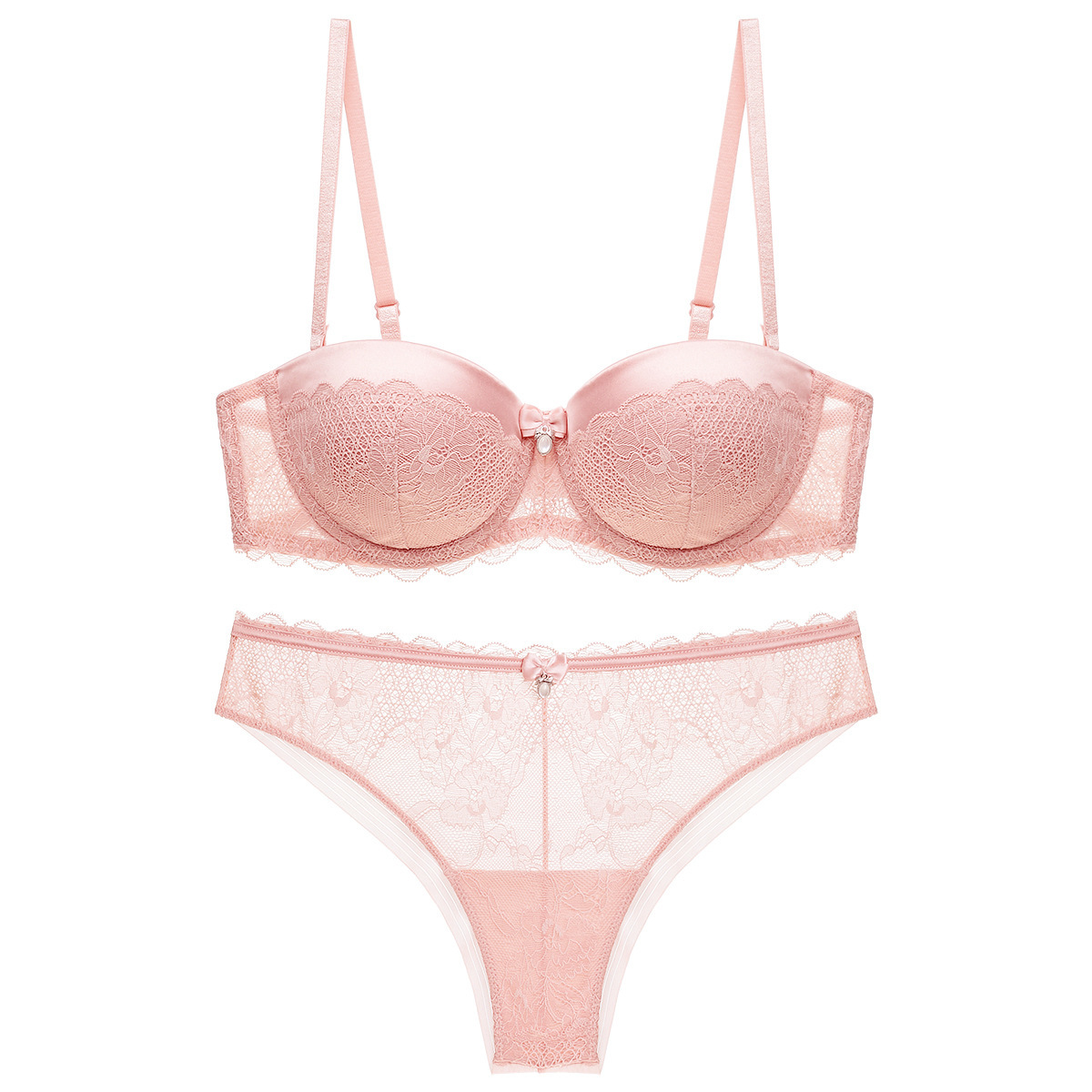 Damen Spitzen-bh Und Slip Set - Komfortable Push-up Wäsche_voghion.com
