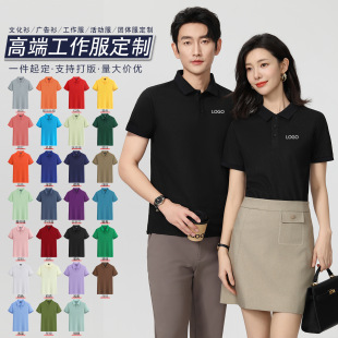 Polo Shirt Custom Lapel Short-Sleeved Work Clothes Printed with Logo Advertising Cultural Shirt Embroidered Group Clothing Custom Work Clothes