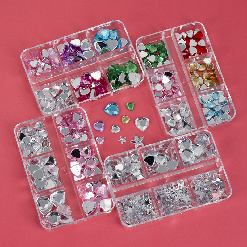 Acrylic Nail Accessories Mixed Pack Combination 6-Box Handmade DIY Nail Accessories Material Sticker Diamond
