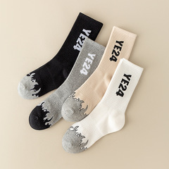 2023 trendy brand socks YE24 flame stockings tall simple letters trendy sports casual socks trendy socks
