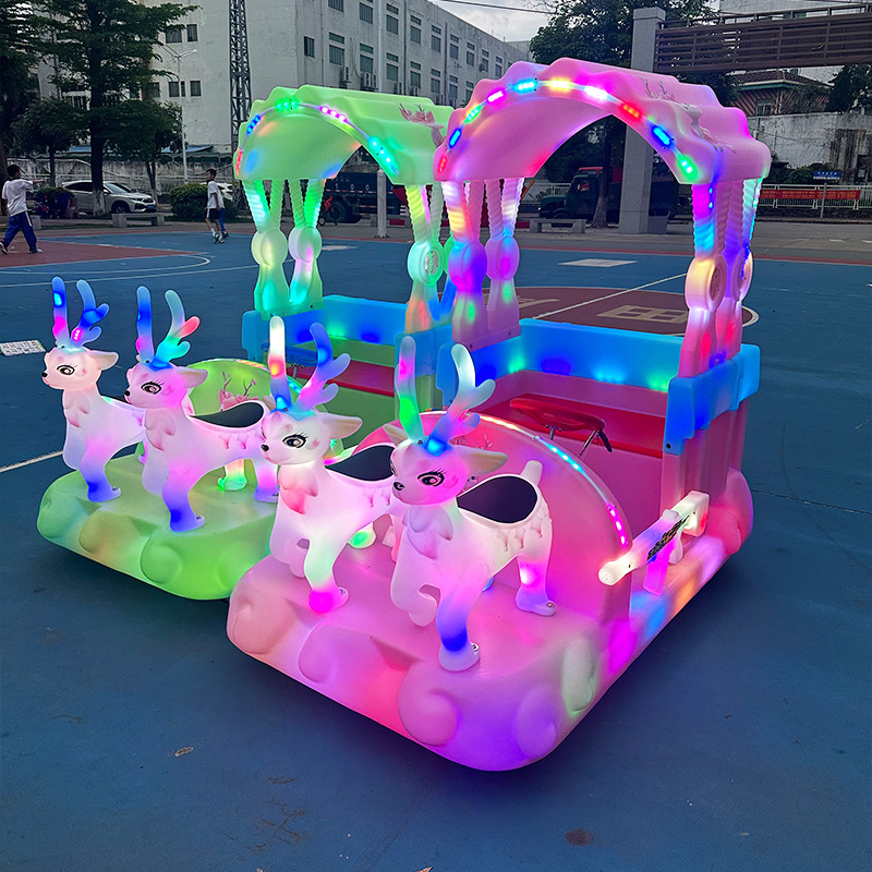 2025 nuevo coche de entretenimiento luminoso eléctrico para niños doble puesto cuadrado parque código de escaneo coche de choque de batería Shuanglu