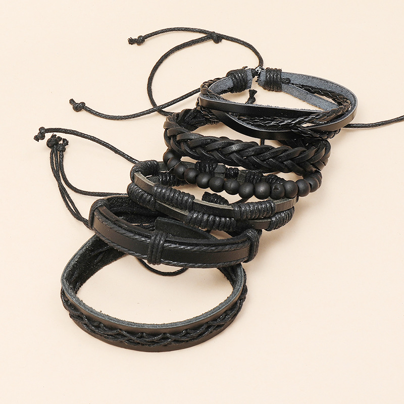 Vintage Hand-woven Leather  Leather Bracelet display picture 2