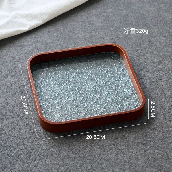 Square rounded glass tray