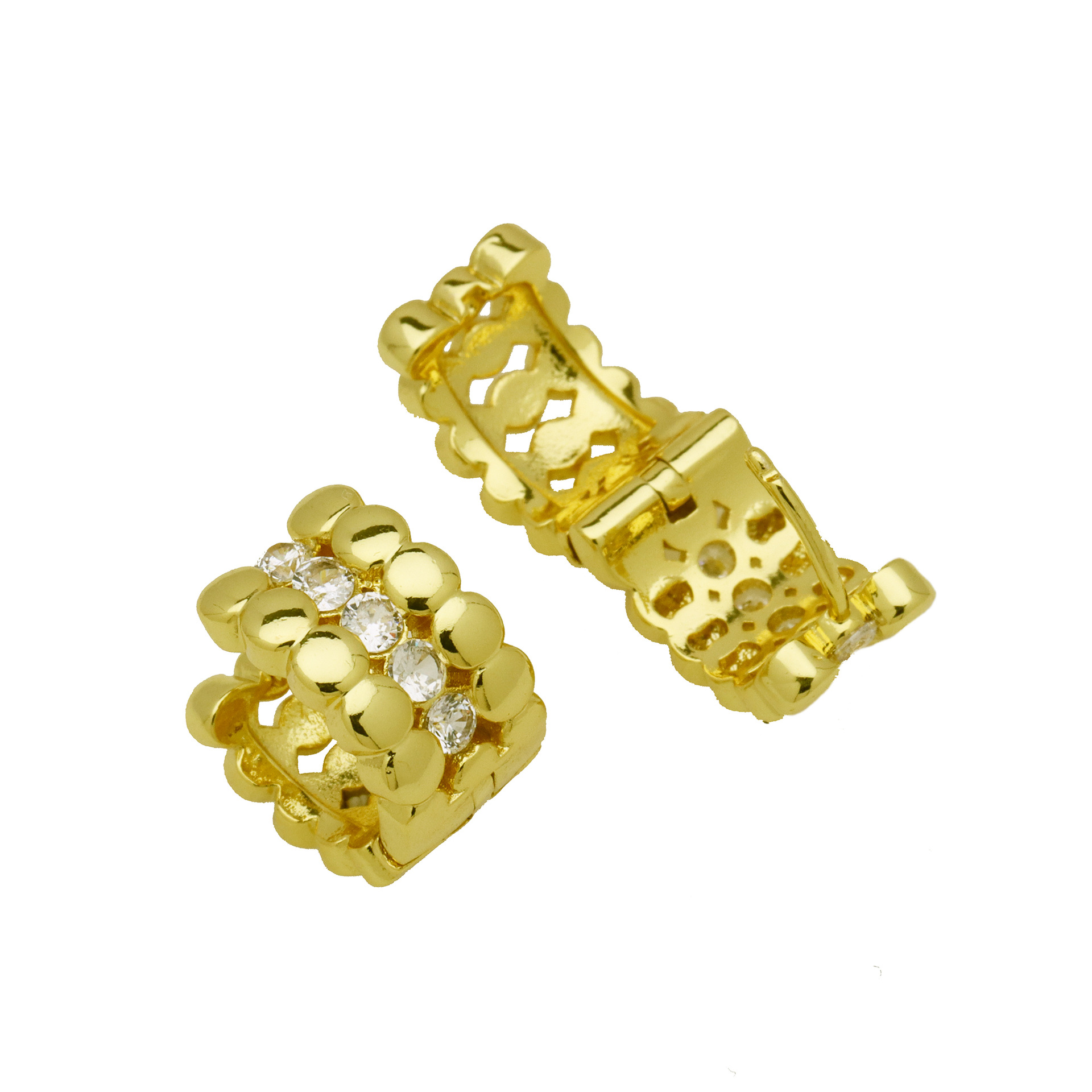 1 Pair Simple Style Geometric Mixed Metal Inlay Copper Zircon 18K Gold Plated Earrings display picture 9