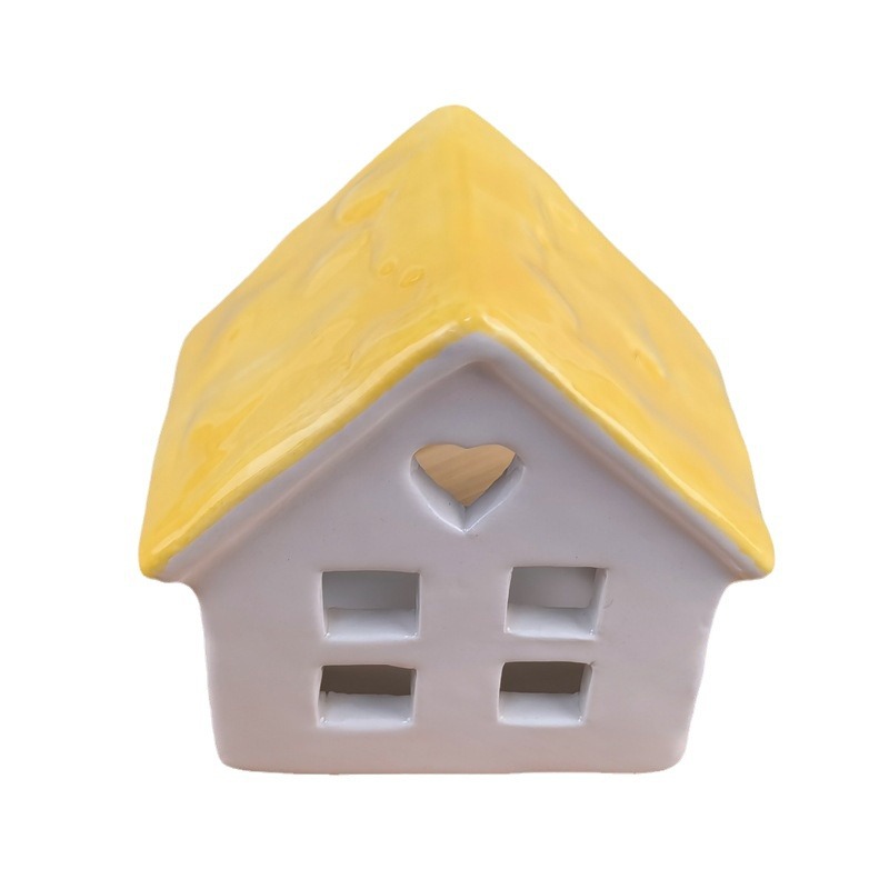 Cerámica europea y americana cuidadosamente seleccionada, decoración del hogar navideño, decoración creativa, venta al por mayor transfronteriza, casa hueca LED