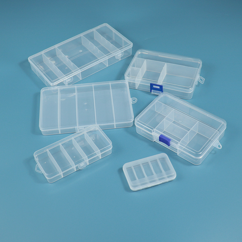 Multi-grid electronic products transparent component box five-grid beaded plastic storage box with lid portable earplug jewelry box