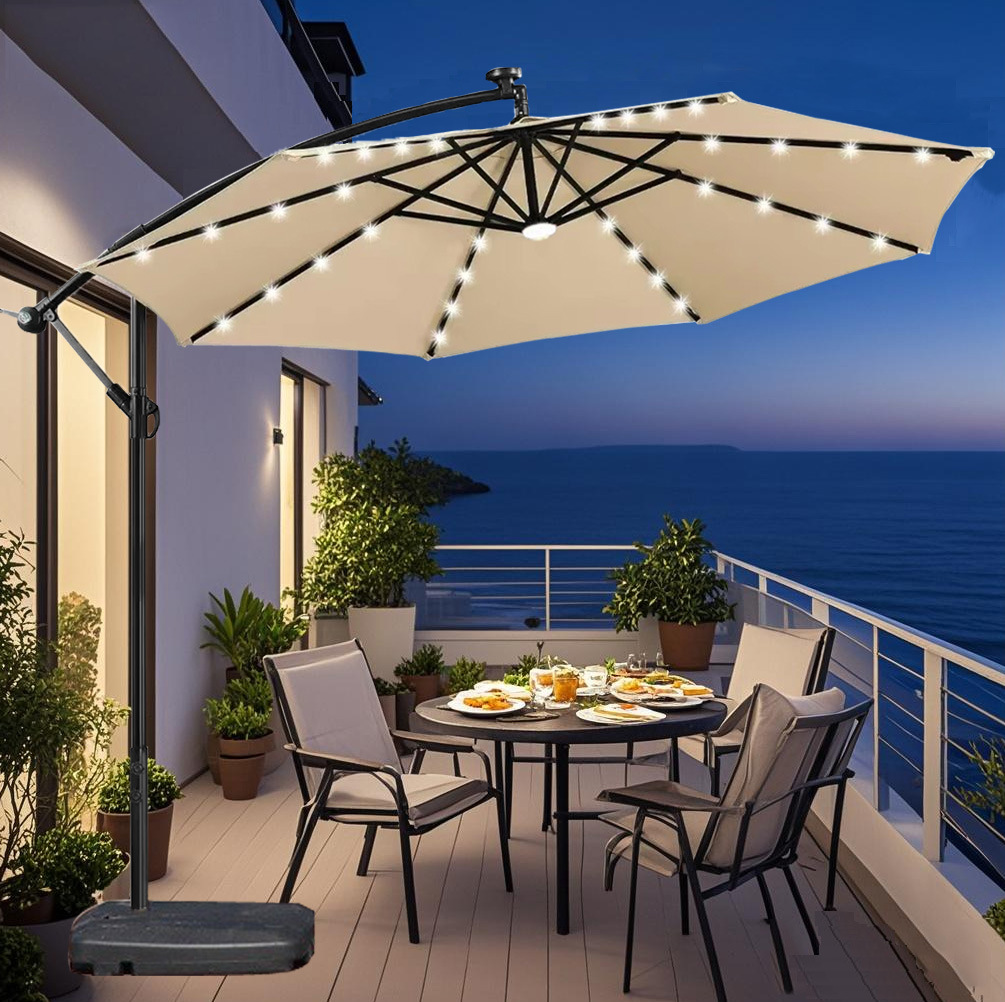 Sombrilla Solar para Exteriores con Luces, para Patio, Jardín, Terraza, Puesto, Hogar, Sombrilla Tipo Banana para Exteriores, Venta al por Mayor image 8