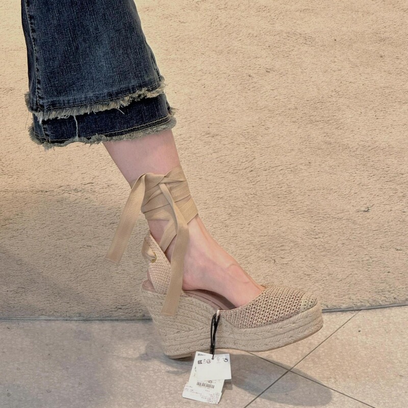 [in stock] Woven Wedge Fisherman Sandals Women's Summer Outer Wear Retro Cross Strap Thick Bottom Toe Roman Shoes