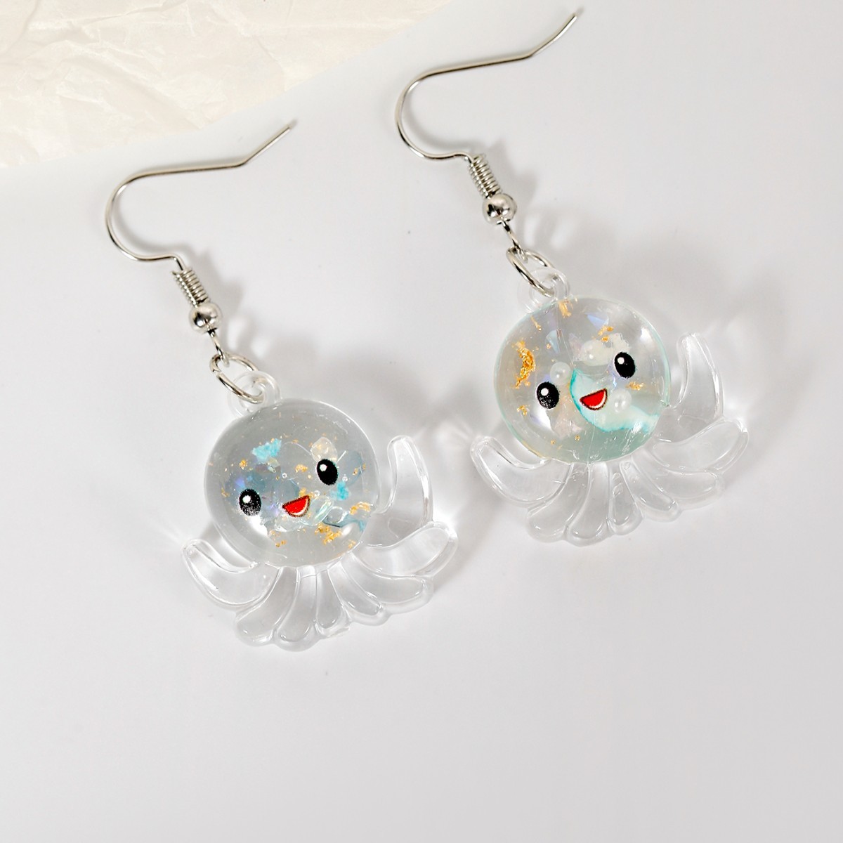 Bijoux En Gros Style De Bande Dessinée Mignon Pieuvre Plastique Résine Lumineux Transparent Boucles D'oreilles display picture 4