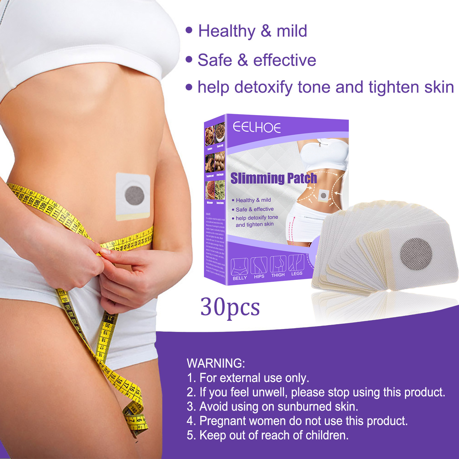 EELHOE Body Shaping Patch, Body Firming Slimming Big Stomach Arm Thigh Muscle Lazy Shaping Navel Patch