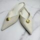 ZA2024 New Women's Shoes Chanel Black Linen Fabric Metallic Paneled Pointed Kitten Heel Pumps