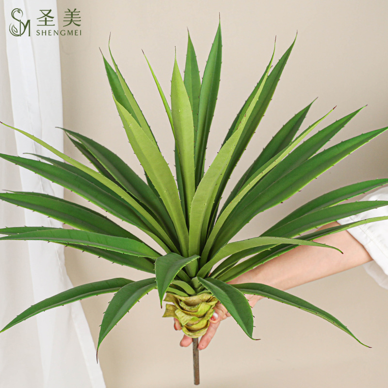 Guangdong Manufacturer Wholesale Simulated Sword Orchid Agave Potted Fake Green Plant Sisal Tree Artificial Tropical Plant Garden