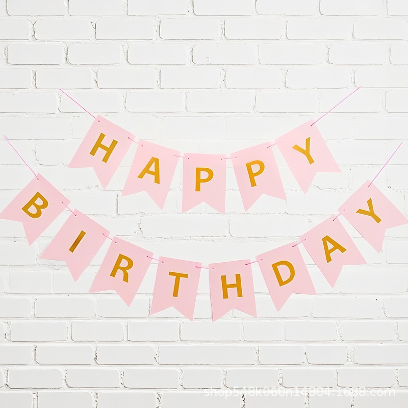 Bronceado en inglés feliz cumpleaños cola de golondrina tira de la bandera Fiesta de la fiesta Alfabeto de la bandera de la bandera de la flor tira de la decoración de la fiesta