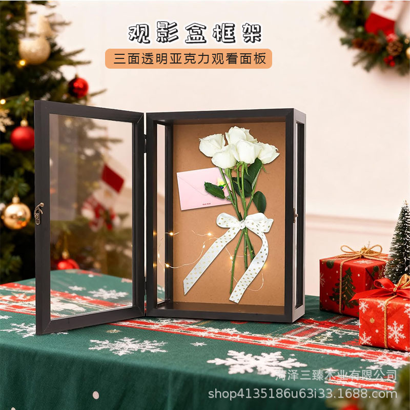Movie Viewing Box Frame Wall-Mounted Display Box Three-Sided High-Grade Transparent Acrylic Viewing Panel Dried Flower Stereo Photo Frame