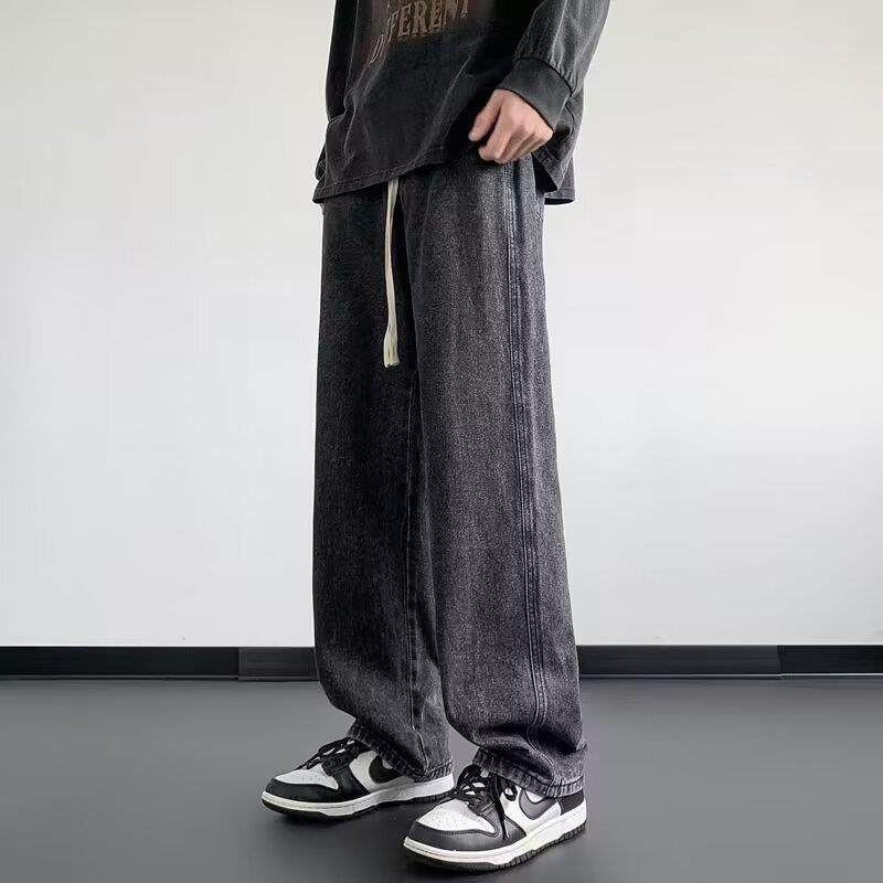 2026 Spring and Autumn American-Style Elastic Waist Jeans for Men, Versatile Straight-Leg Pants, Trendy Brand Ins Wide-Leg Casual Pants 2026 Spring and Autumn American-Style Elastic Waist Jeans for Men, Versatile Straight-Leg Pants, Trendy Brand Ins Wide-Leg Casual Pants