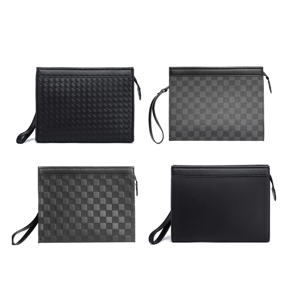 2026 New Korean Style Casual Clutch Bag for Men, Plaid Wrist Bag, Document Bag, Simple, Fashionable, and Elegant Handbag
