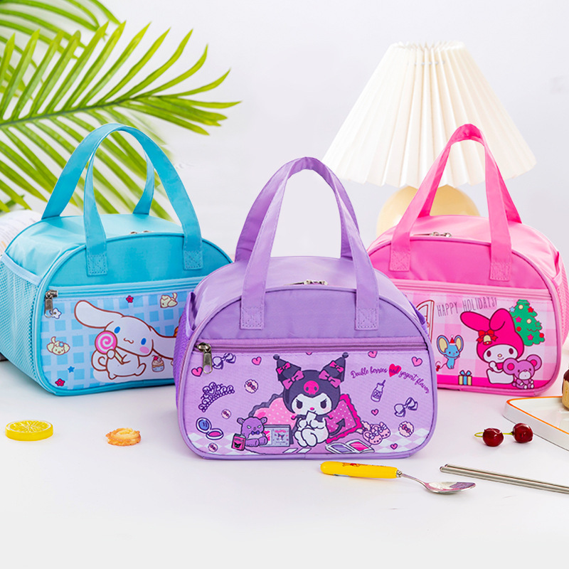 Elementary School Student Lunch Box Bag Cute Cartoon Kidsren's Handbag Lunch Waterproof Lunch Bag with Rice Large Hand Bag