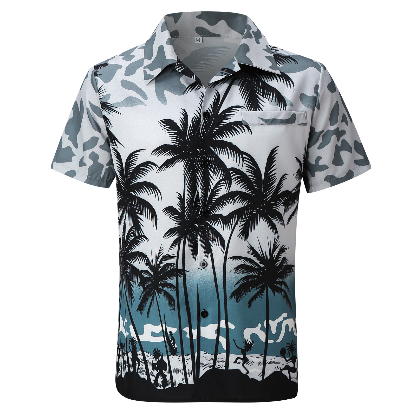 Camisas hawaianas para hombre con estampado 3D de playa, informales, de manga corta, de Amazon, Europa y América, 2024