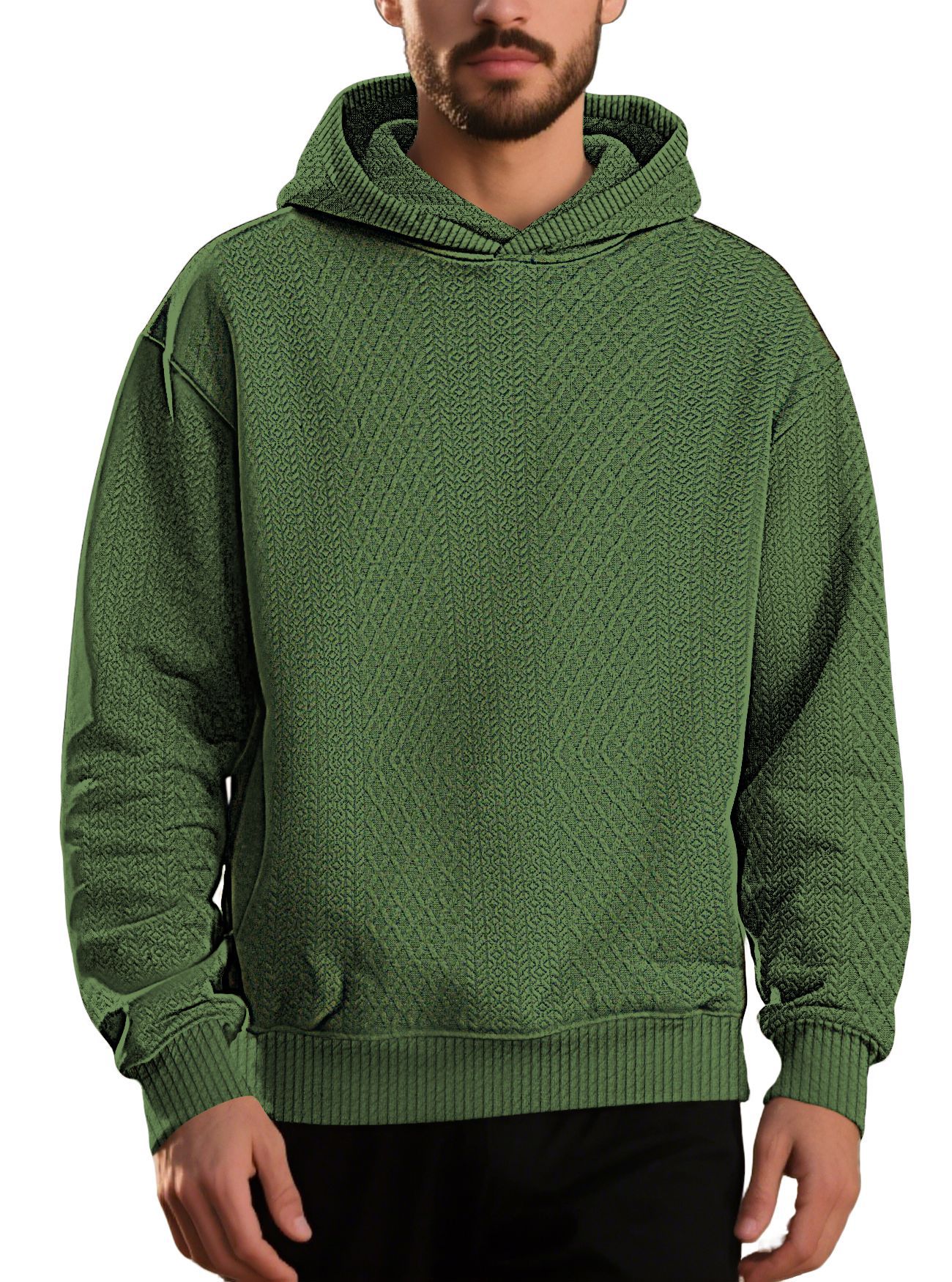 Transfronterizo Amazon AliExpress primavera suelta sólida jacquard hombre joven manga larga chaqueta con capuz