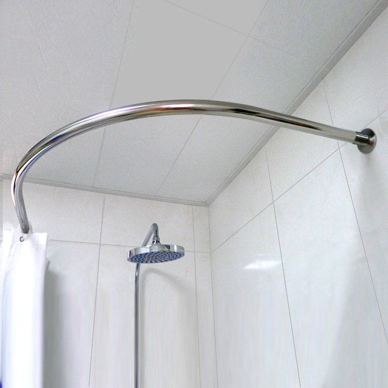 Bx62 Bathroom Punched Thickeneded 304 Stainless Steel Curved Shower Curtain Rod Shower Room Fan-Shaped L-Shaped Curtain Rod Door Curtain Hanging