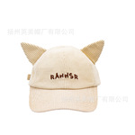 秋冬时尚百塔灯芯绒可爱棒球耳朵帽子