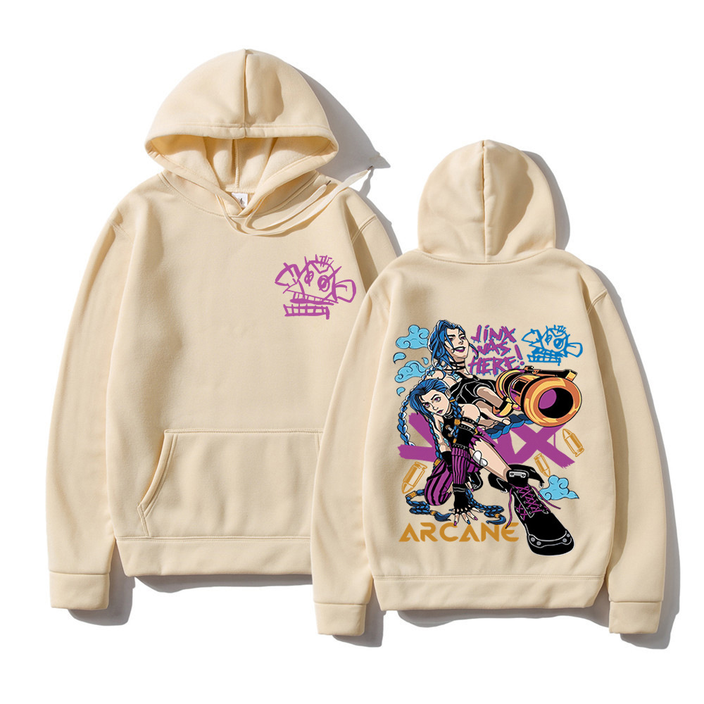 Arcane Jinx Hoodie Fashion Men Harajuku Anime Rabbit Monkey