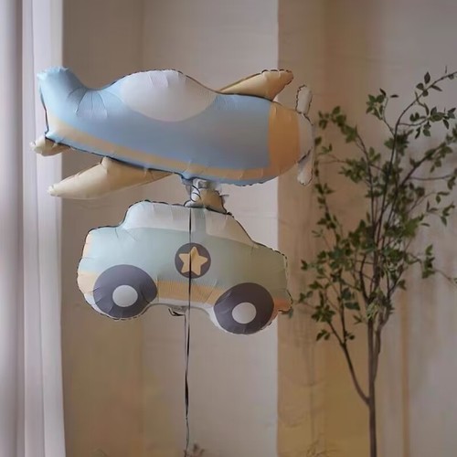 Cute matte matte car airplane rainbow aluminum film balloon children's first birthday decoration party decoration