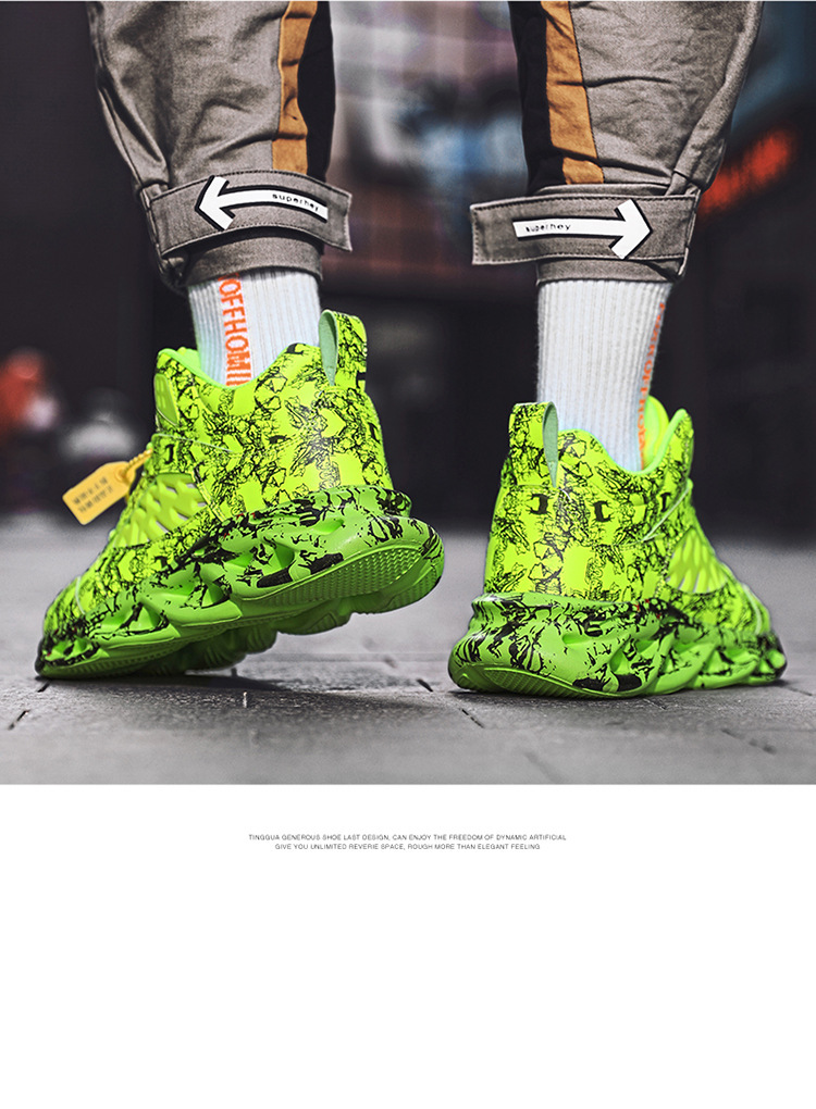 Esportes e lazer masculinos de inverno, tênis de corrida de basquete de cano alto para estudantes, tamanho grande_voghion.com