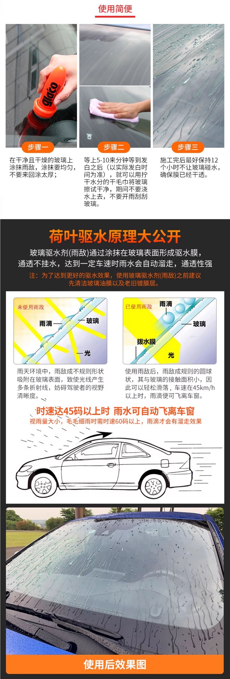 Soft99 Rain Repellent for Car Windshields, Oil Film Remover for Car Windows, Rearview Mirror Water Repellent Coating Agent