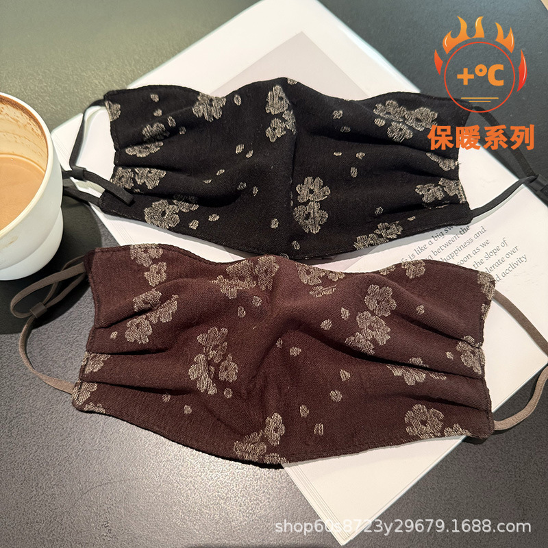 提花保暖口罩女冬季高颜值加厚加绒防风防寒骑行车开车护脸面罩潮|undefined