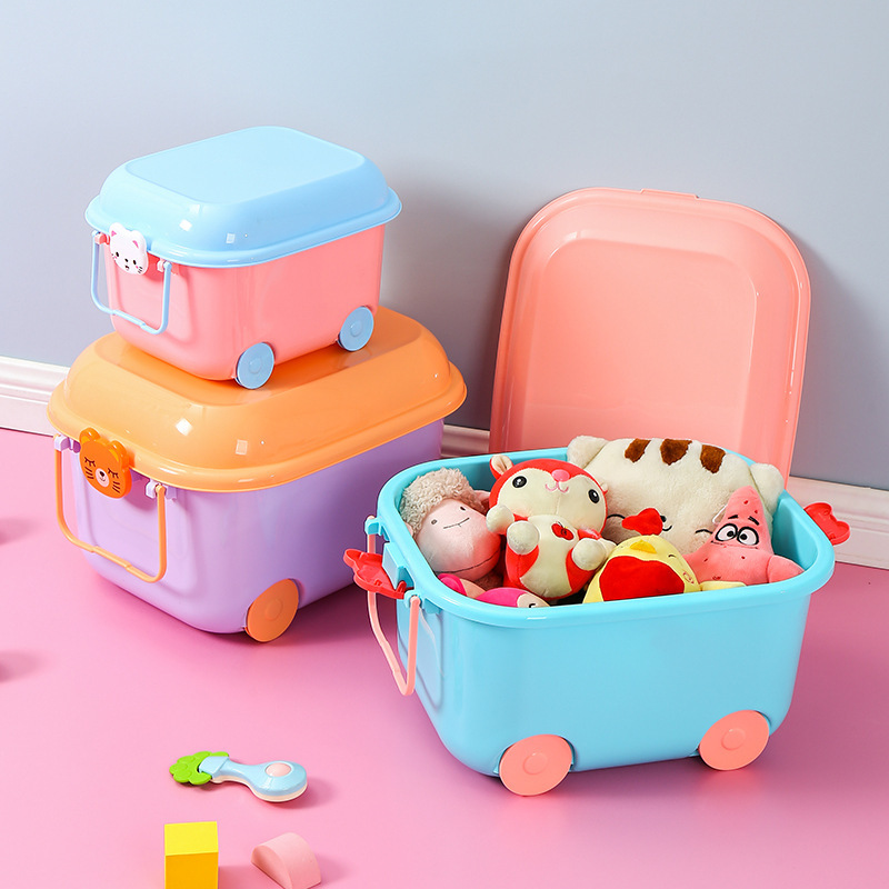 子供のおもちゃの積み木収納ボックス家庭用バスケットプラスチックスナックボックスベビー蓋付きかわいい漫画の収納ボックス|undefined