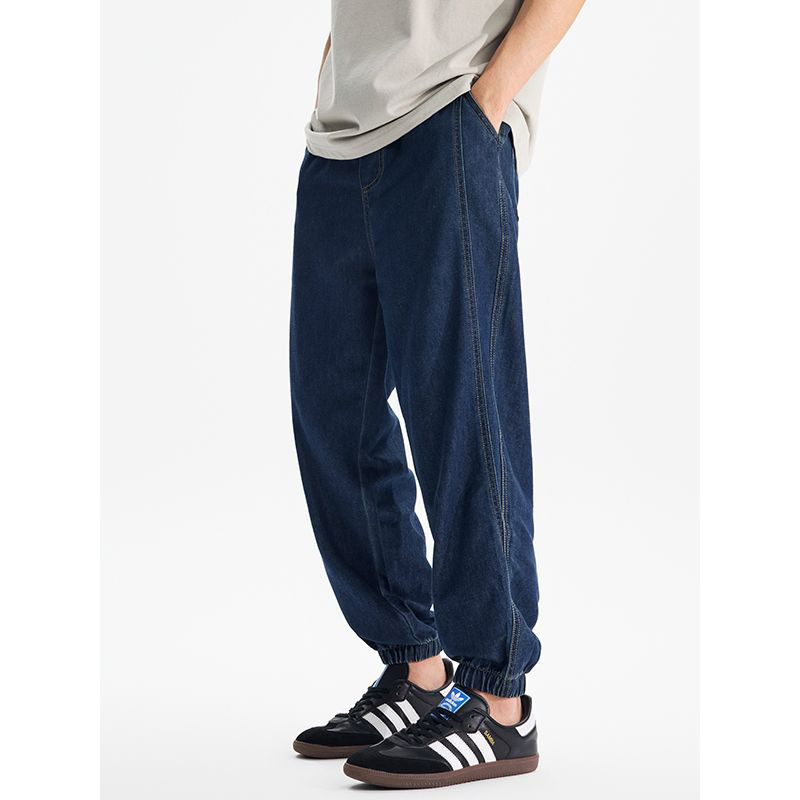 Mingge | 2025 Summer Thin Lyocell Leg-Tie Nine-Point Pants Men's American Fashion Brand Loose Casual Jeans