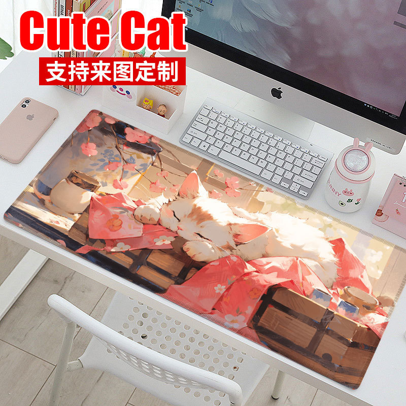Cat-Themed Various Office Aesthetic Oversized Cartoon Mouse Pads Wholesale, Girls' Study Desk Mats with Stitched Edges, Custom Design Upon Request Cat-Themed Various Office Aesthetic Oversized Cartoon Mouse Pads Wholesale, Girls' Study Desk Mats with Stitched Edges, Custom Design Upon Request