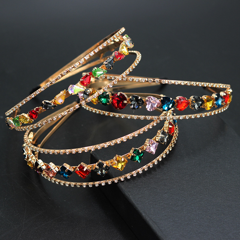 European and American Style Fashion Versatile Rhinestone Gem Headband Hair Accessories Baroque Alloy Full Diamond Temperament Pressure Hair Headband Headwear