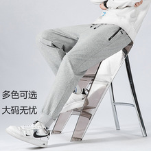L-8XL运动裤男纯棉束脚休闲长裤春秋款宽松大码休闲裤子
