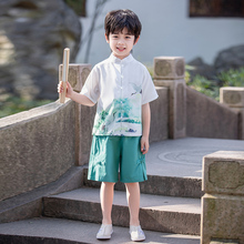 儿童汉服男童夏装套装男孩中国风古装薄款唐装男宝宝六一表演服装