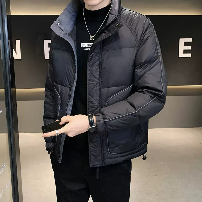 冬季新款简约男士立领羽绒服男韩版修身保暖舒适户外潮流帅气羽绒