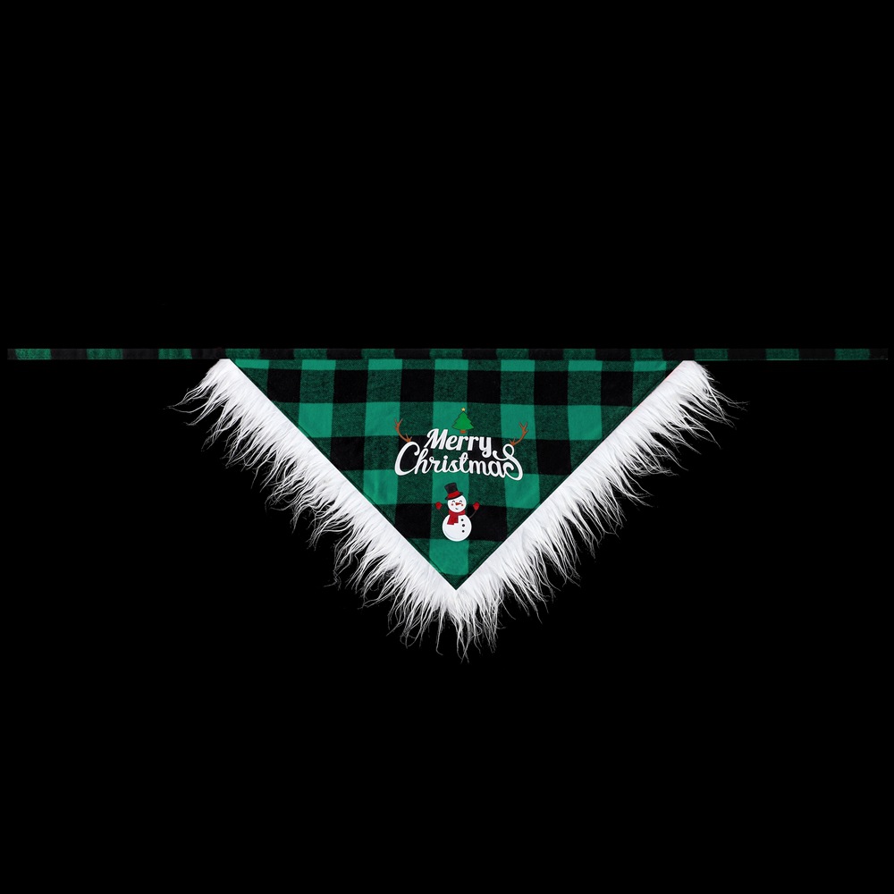 Fábrica transfronteriza nueva Navidad algodón Plaid británico mascota triángulo bufanda perro bufanda Navidad mascota