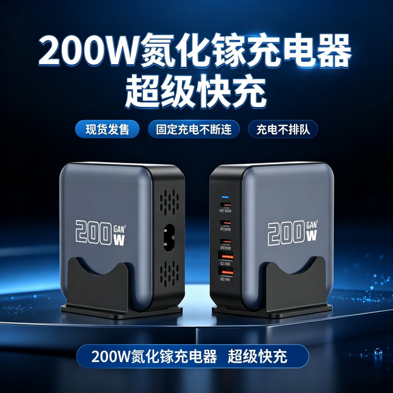 Carefully Selected and Exclusively Provided 200W Gallium Nitride Charger 20V5A High-Power Universal Charging Station for Mobile Phones and Laptops 200W